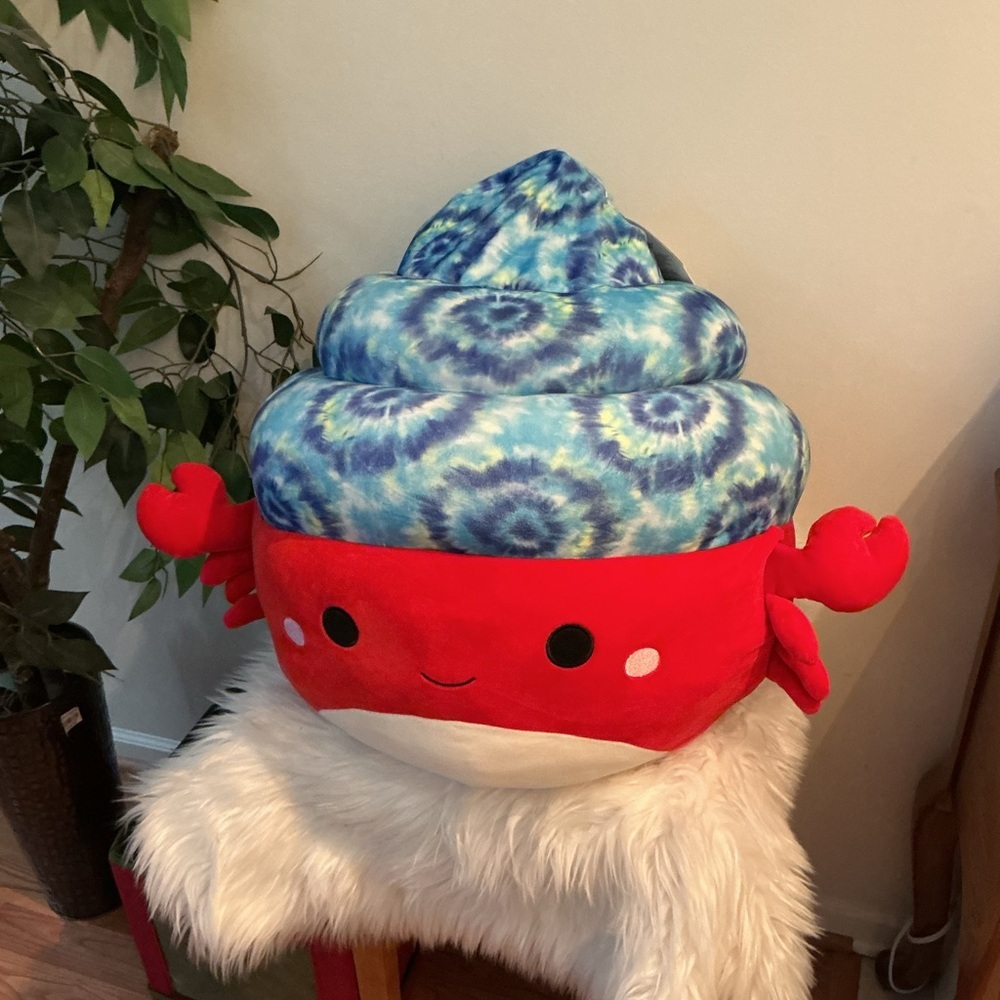 Squishmallows Indie the Hermit Crab 20" Plush Red Tie-Dye Shell NWT